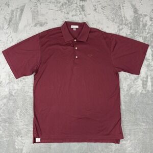 Peter‎ Millar Polo Shirt Mens Large Red Maroon Diamond Creek Golf RARE EUC